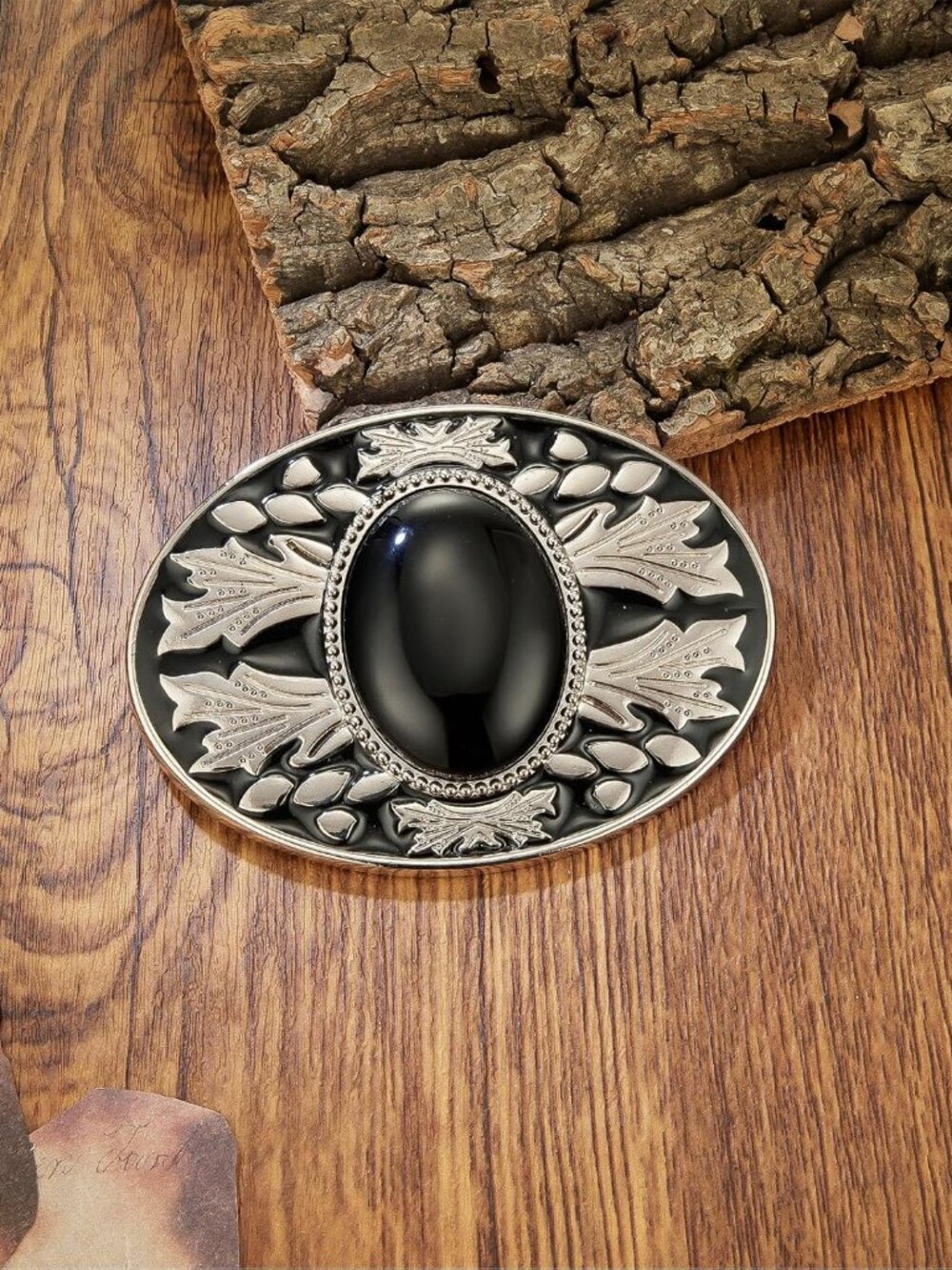 Men's Black 2 Vintage American Western Cowboy Turquoise Stone Belt Buckle - Picture 5 of 6